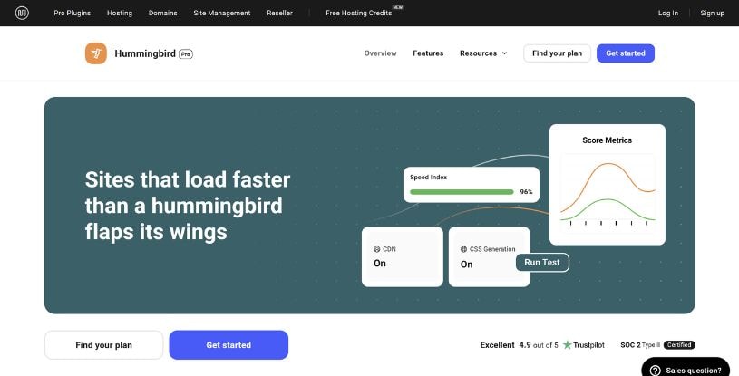 WPMU Hummingbird Website Screenshot