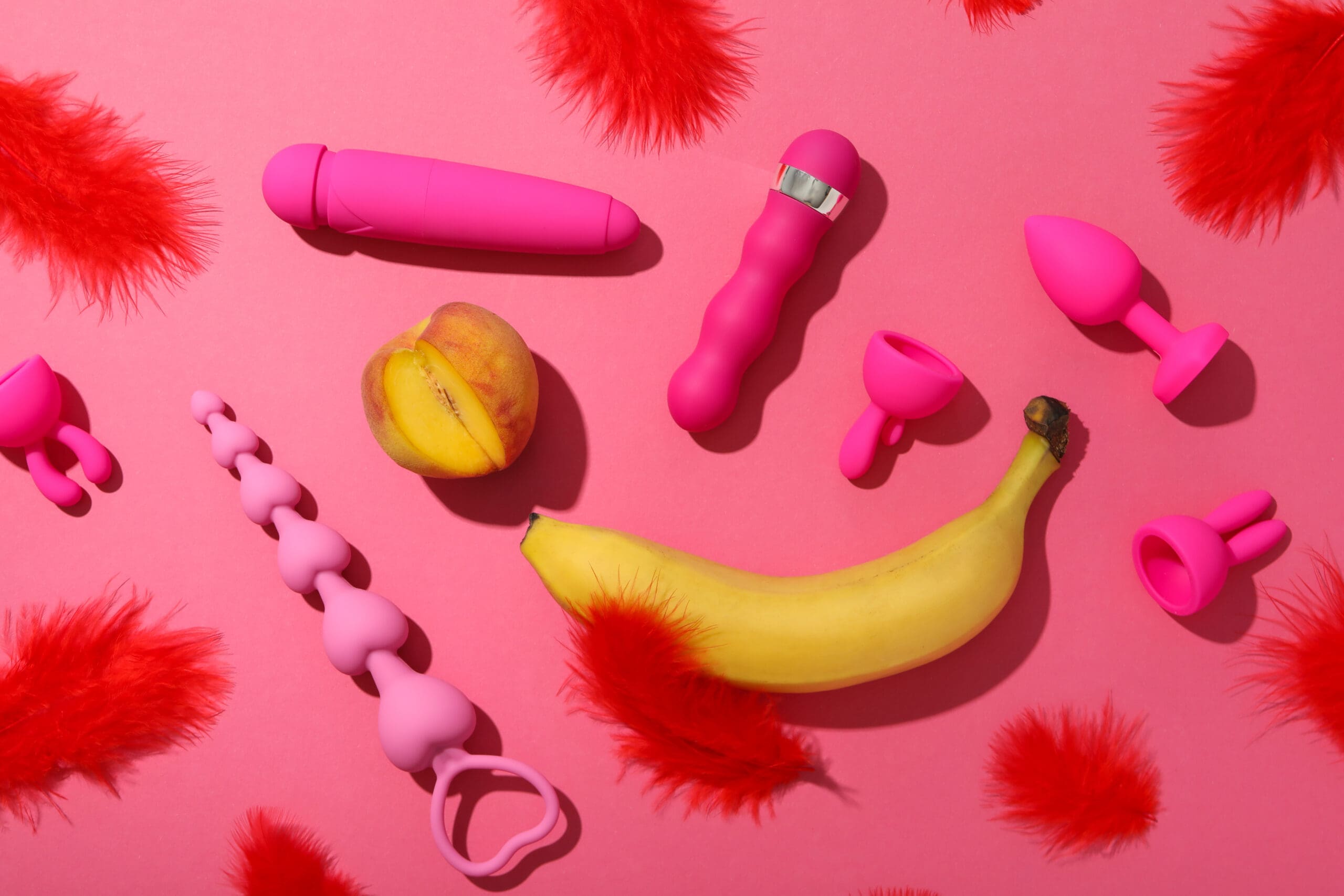 A collection of sex toys from a shop