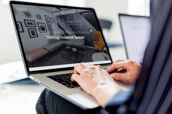 A laptop showing a bespoke WordPress website