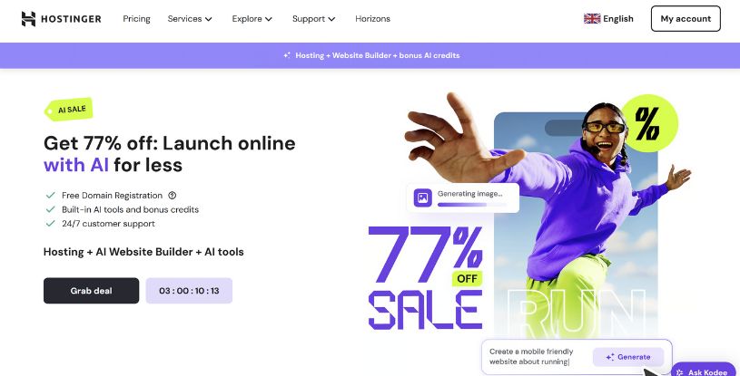 Hostinger Website Builder Homepage
