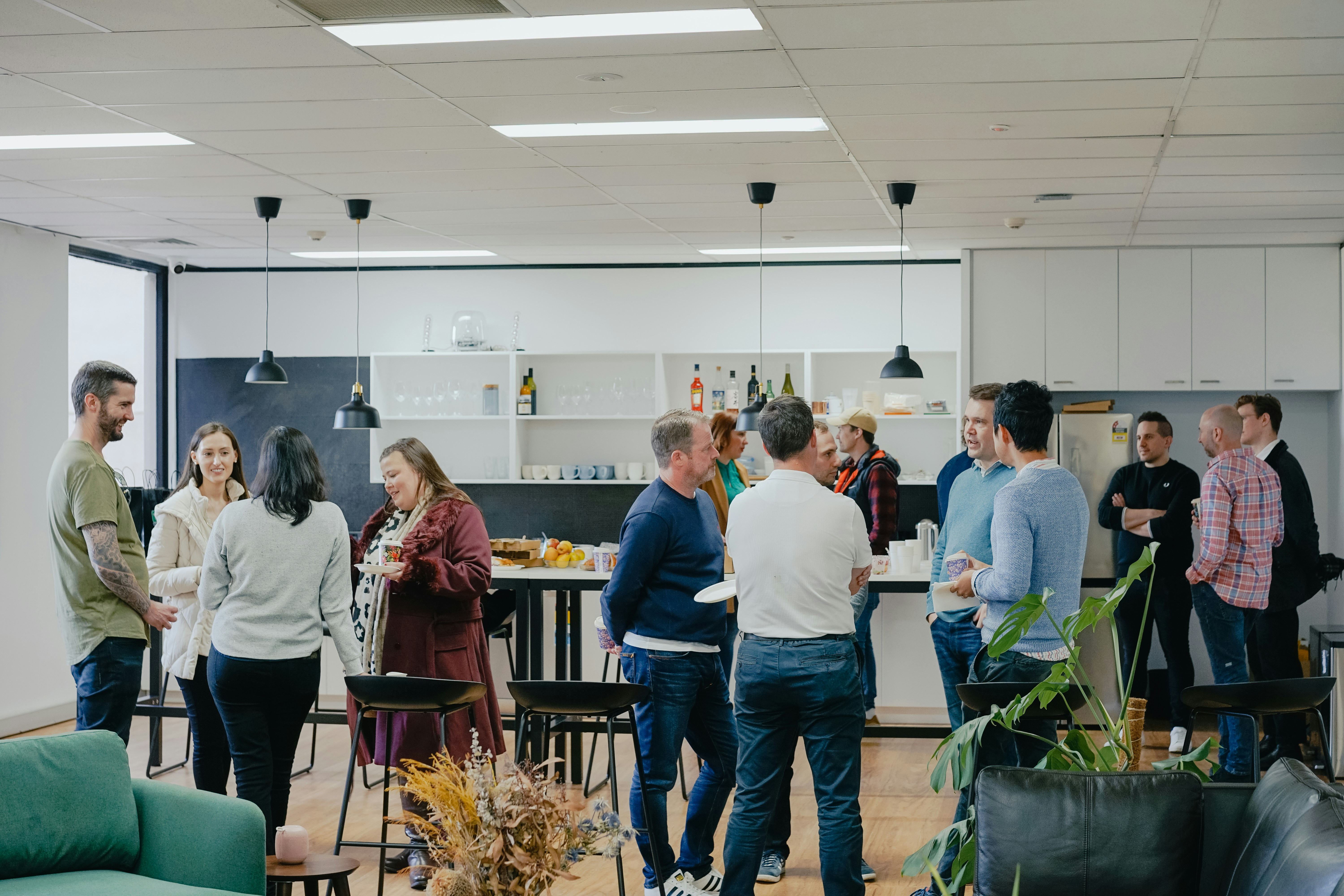 A group of mixed people networking