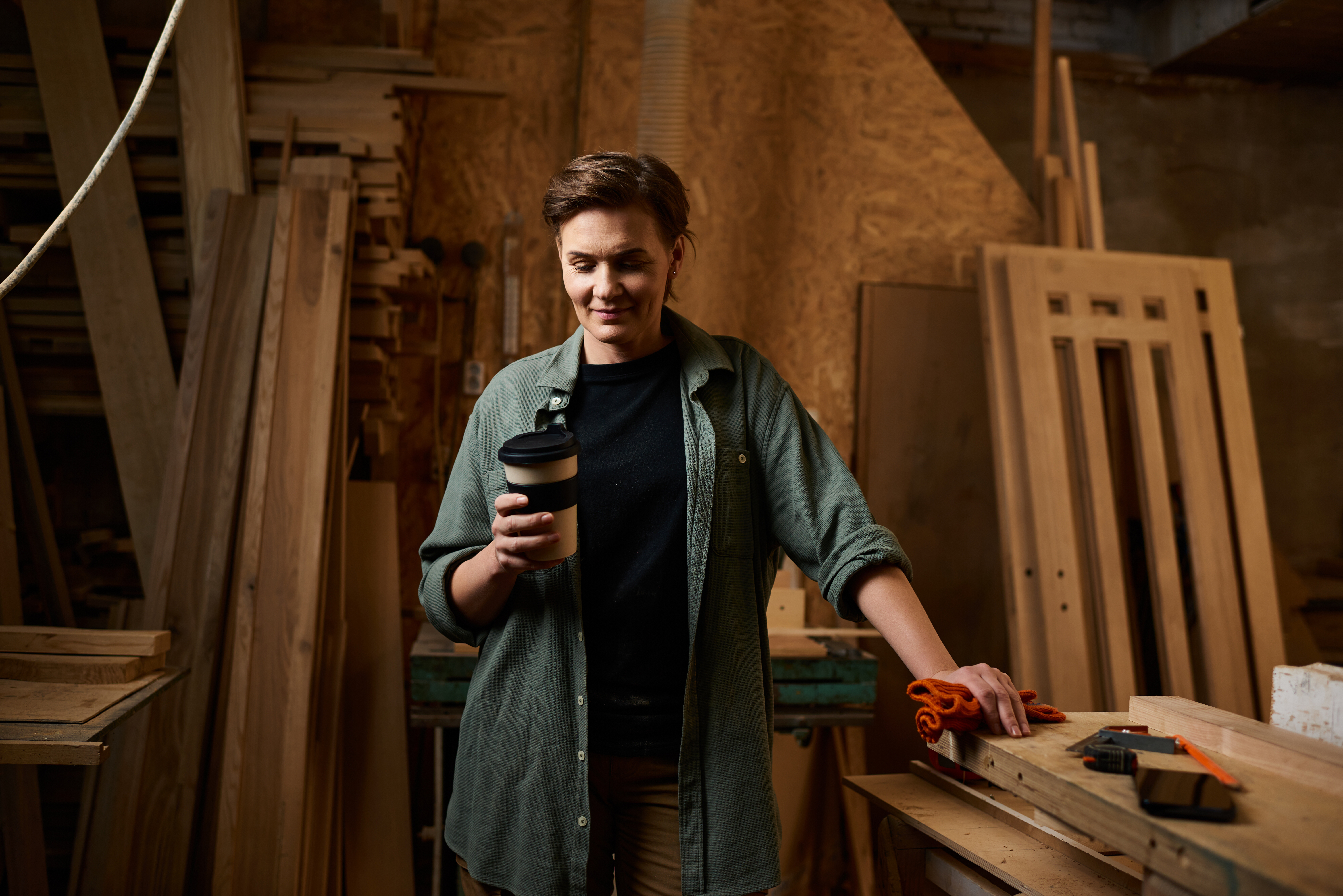 A Carpenter Happy With Their Business