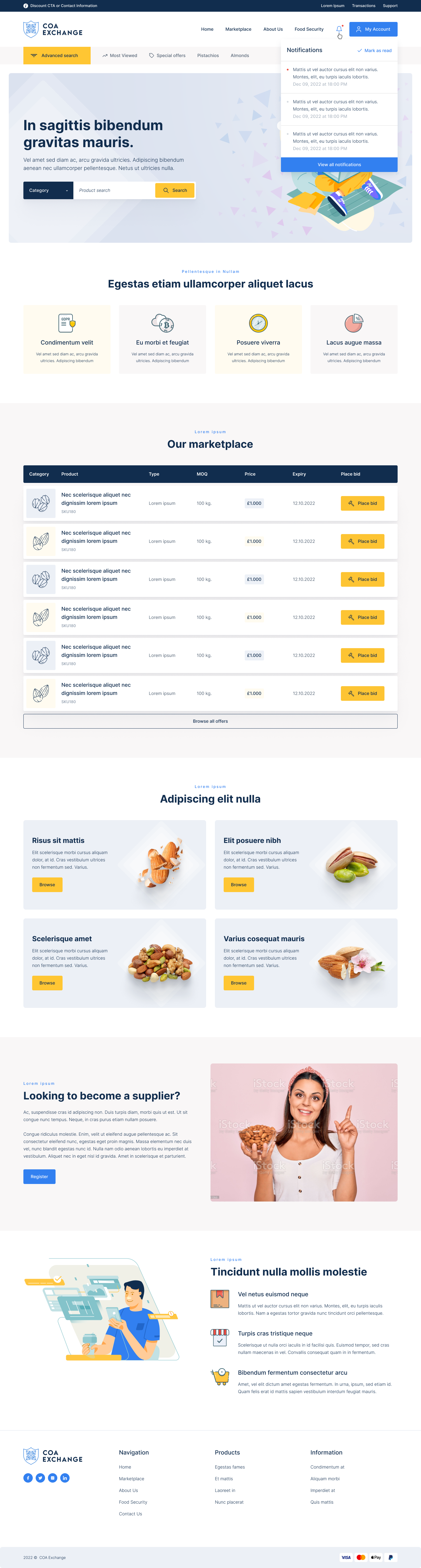 Homepage Design of COA Exchange