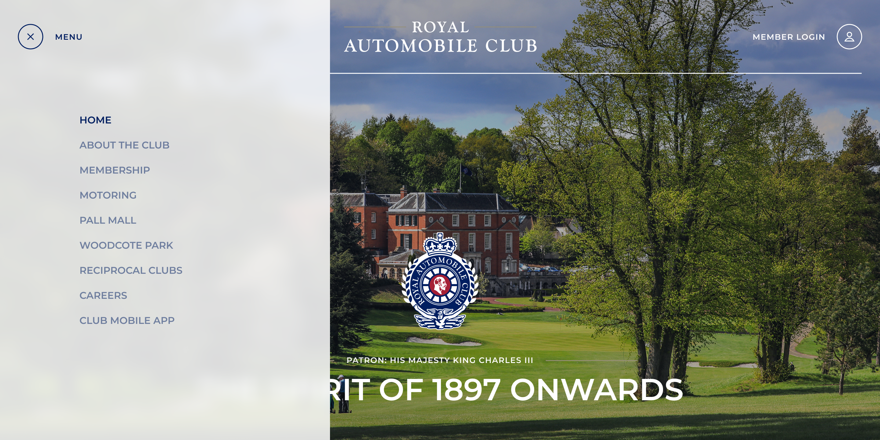 Sidebar Mega Menu Design of Royal Automobile Club