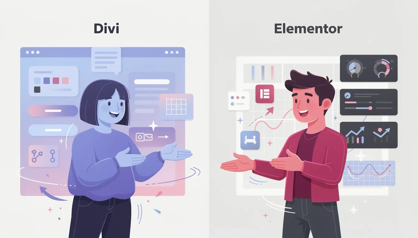 A visual comparison of styling and design options in Divi and Elementor.