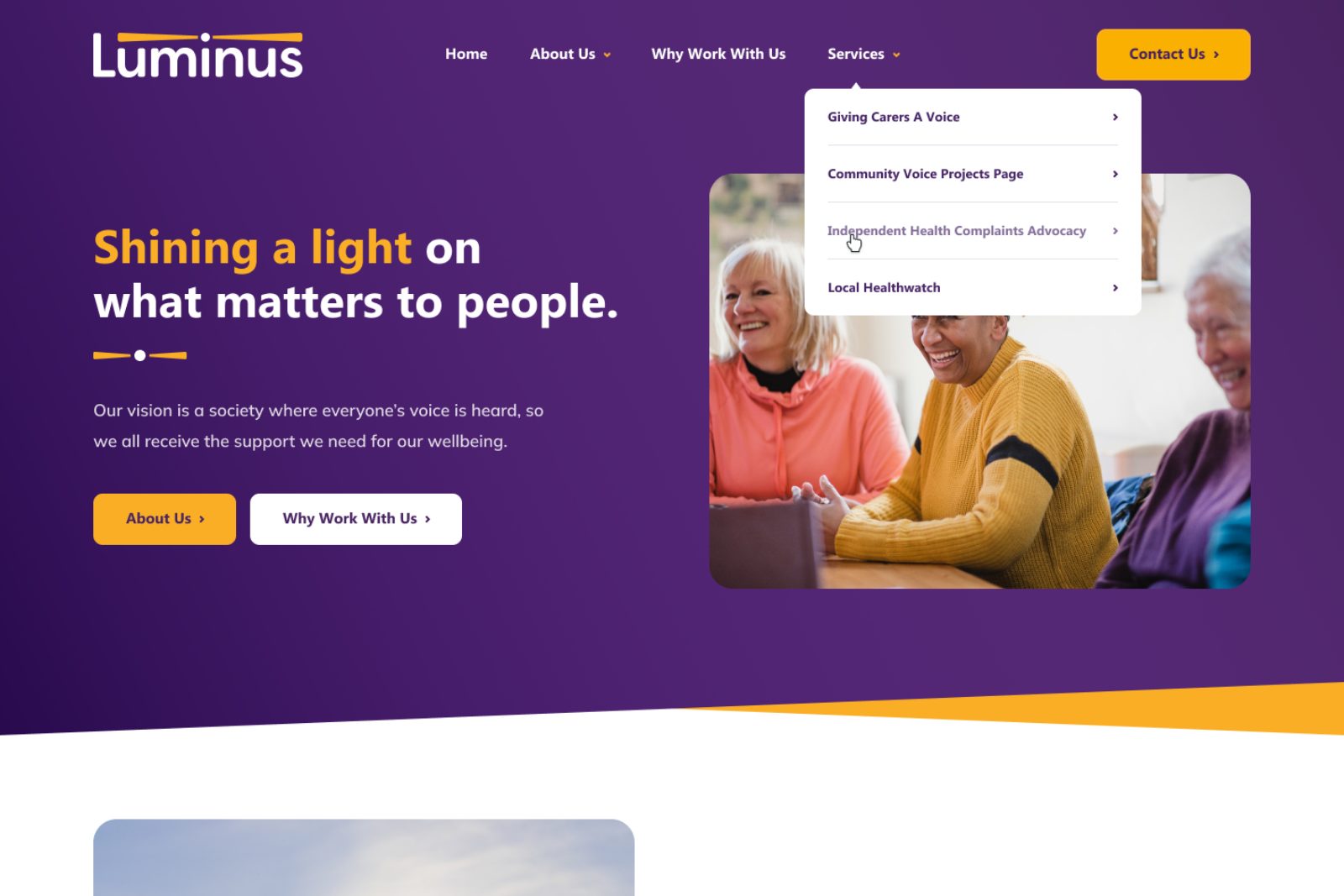 WordPress Website for Charity Luminus and Healthwatch