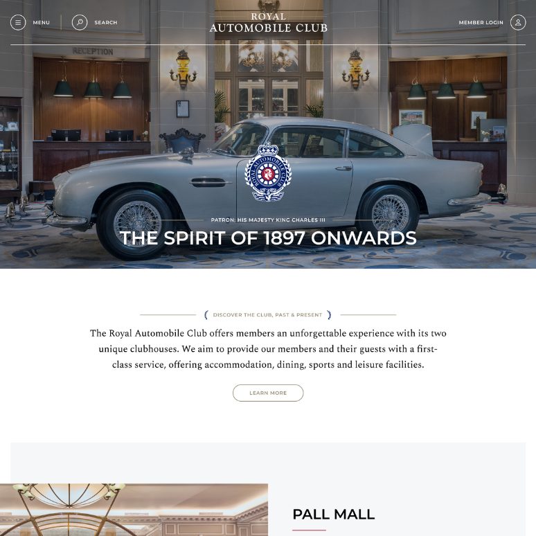 Royal Automobile Club - Homepage Design by Cude